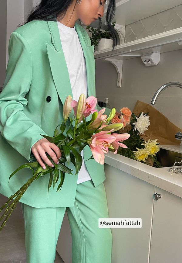 NA-KD Classic Mjuk kostymbyxor med hög midja - Green
