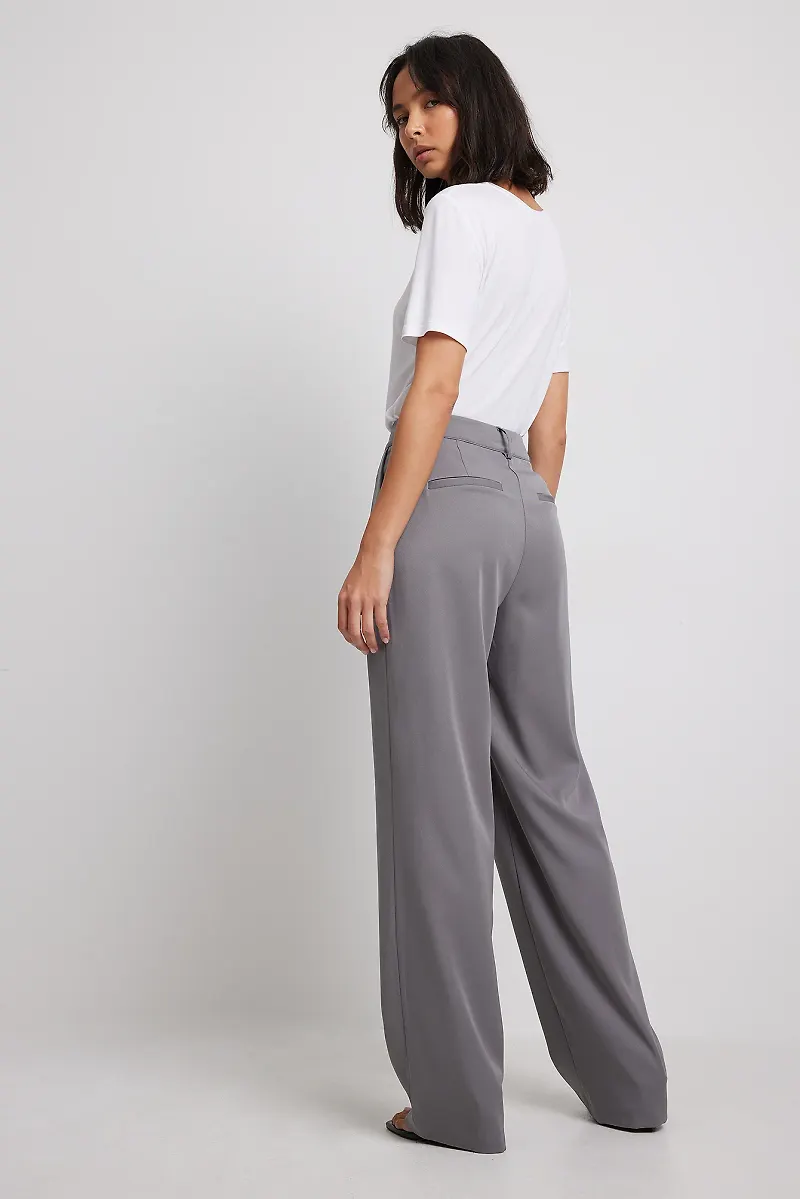 NA-KD Classic Mjuk kostymbyxor med hög midja - Grey