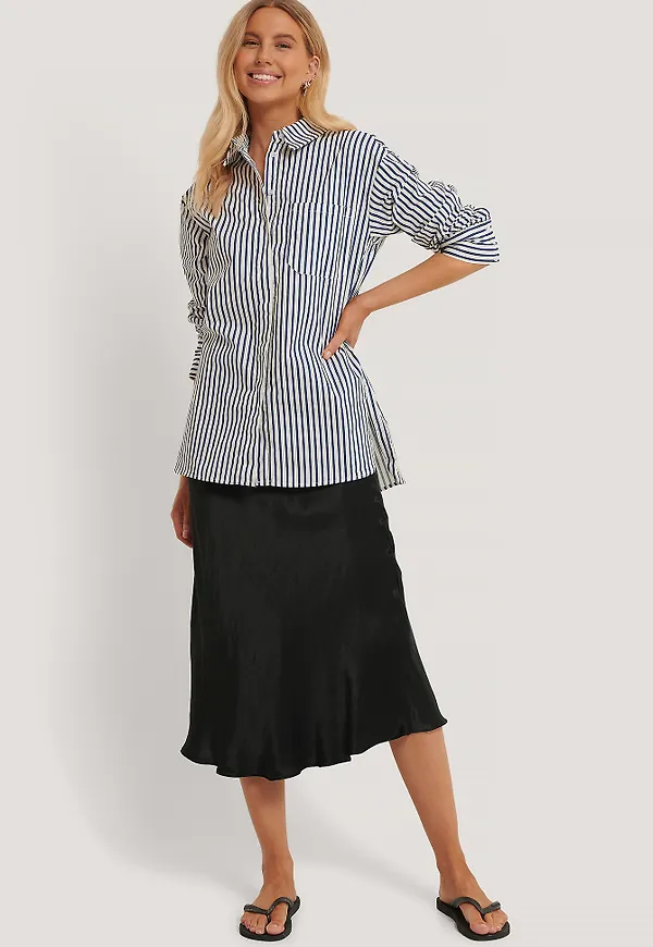 NA-KD Classic Oversize Bomullskjorta Med Ficka - Blue