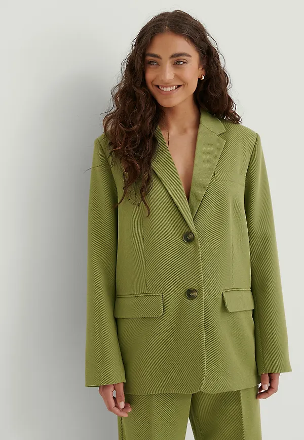NA-KD Classic Oversize kavaj i twill - Green