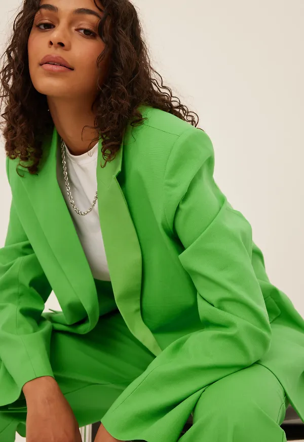 NA-KD Classic Oversize linnekavaj - Green
