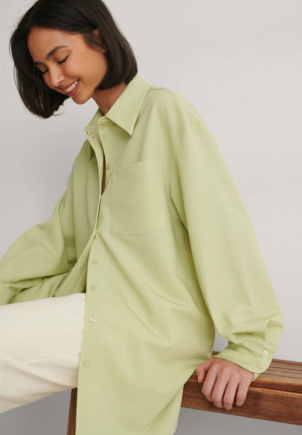 NA-KD Classic Oversize Skjorta - Green