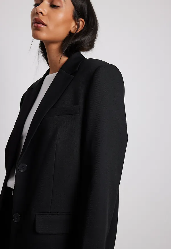 NA-KD Classic Oversized blazer i twill - Black