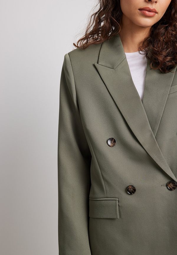 NA-KD Classic Oversized dubbelknäppt kavaj - Green