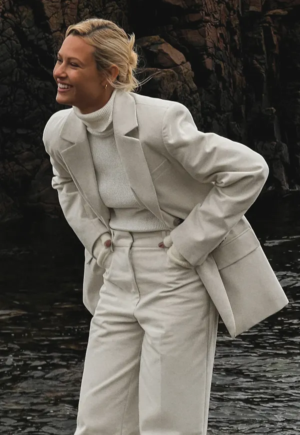 NA-KD Classic Oversized flanellblazer - Offwhite