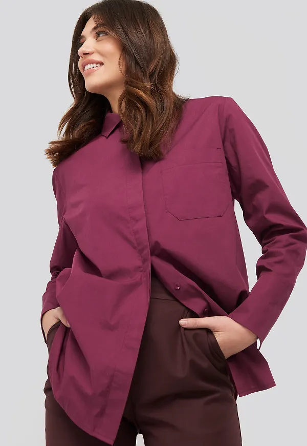 NA-KD Classic Oversized Poplin Shirt - Red