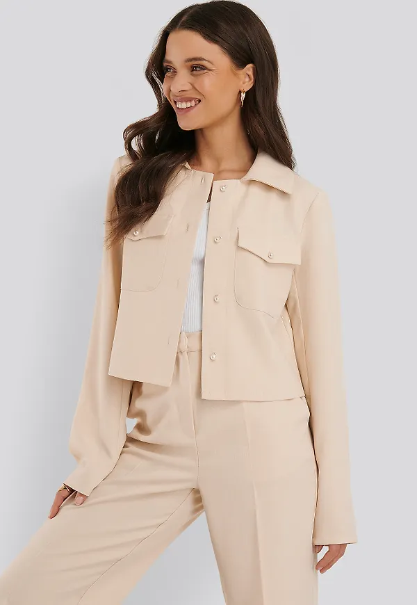NA-KD Classic Pärlskjorta - Beige