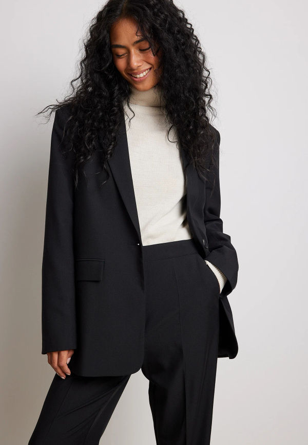 NA-KD Classic Skräddarsydd oversized-passform blazer - Black