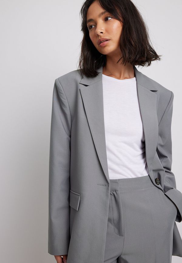 NA-KD Classic Skräddarsydd oversized-passform blazer - Grey