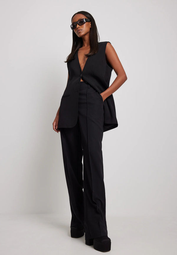 NA-KD Classic Skräddarsydd oversized väst - Black