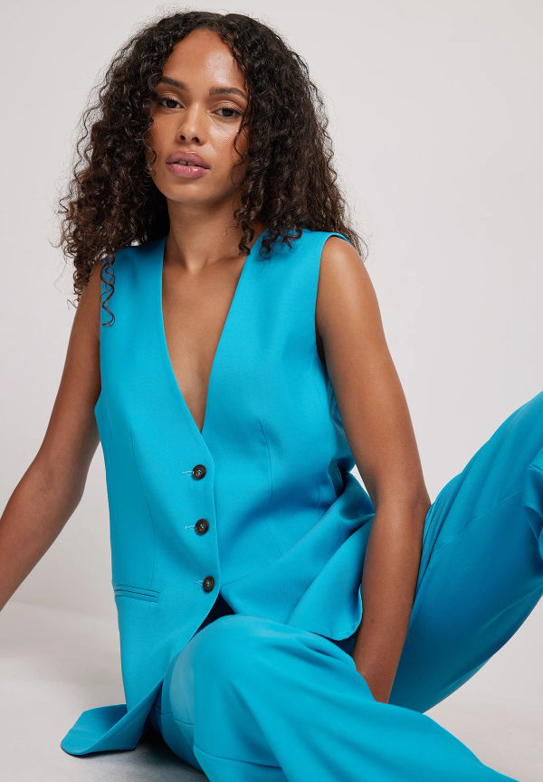 NA-KD Classic Skräddarsydd oversized väst - Blue