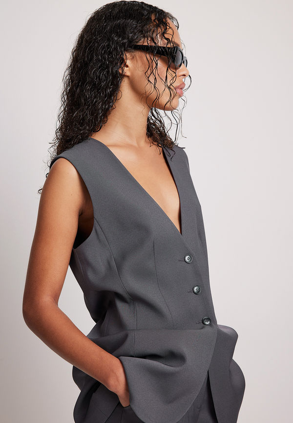 NA-KD Classic Skräddarsydd oversized väst - Grey