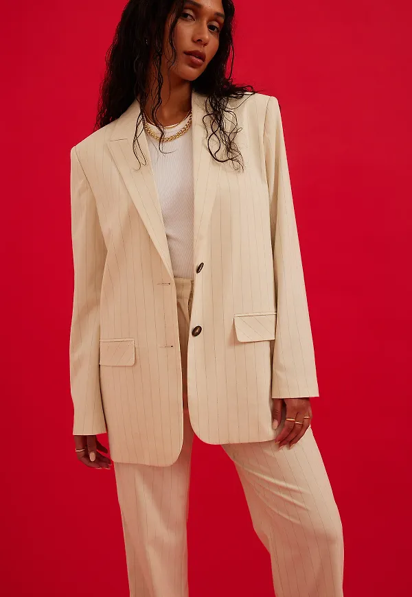 NA-KD Classic Striped Oversized-fit Blazer - Stripe
