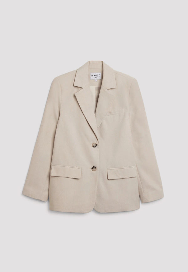 NA-KD Classic Tung figursydd flanellblazer - Beige