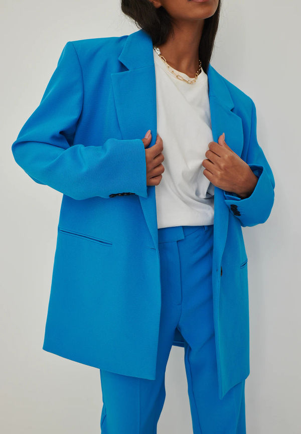 NA-KD Classic Återvunnen Sharp oversize kavaj - Blue