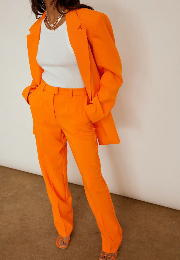 NA-KD Classic Återvunnen Sharp oversize kavaj - Orange