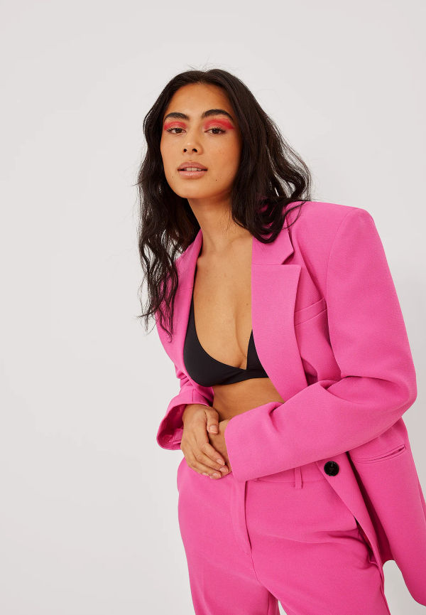 NA-KD Classic Återvunnen Sharp oversize kavaj - Pink