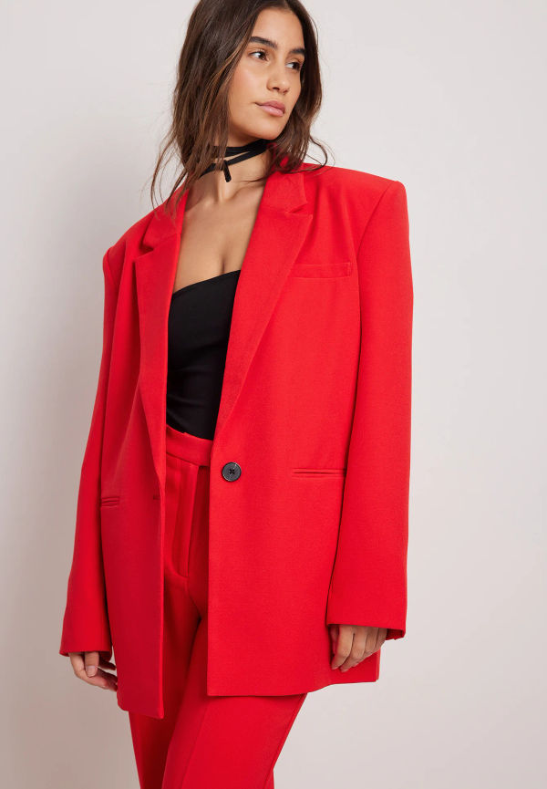 NA-KD Classic Återvunnen Sharp oversize kavaj - Red