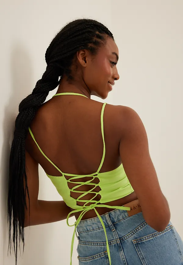 NA-KD Croppad linnetopp - Green