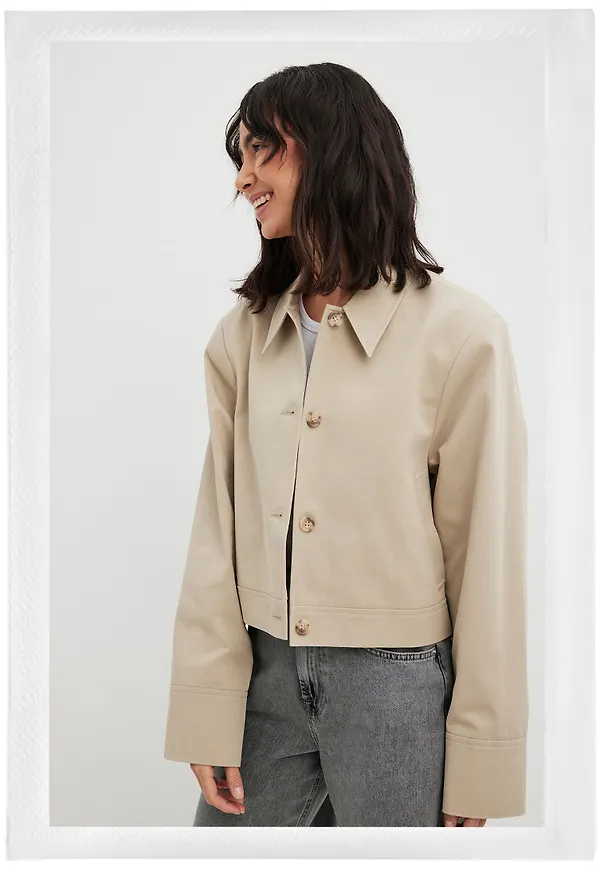 NA-KD Croppad trenchcoat - Beige