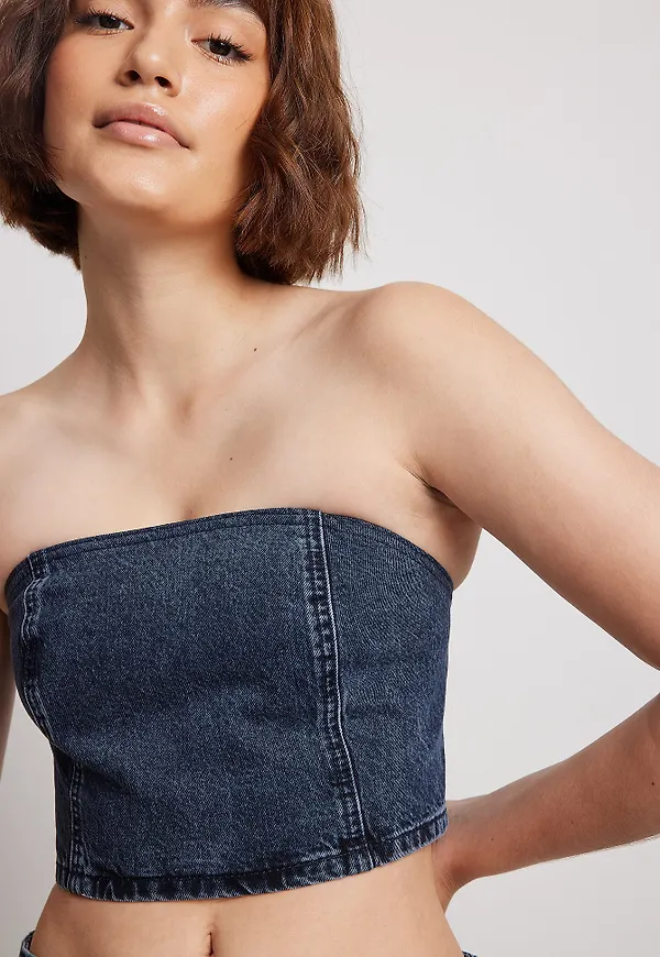 NA-KD Denim-topp - Blue