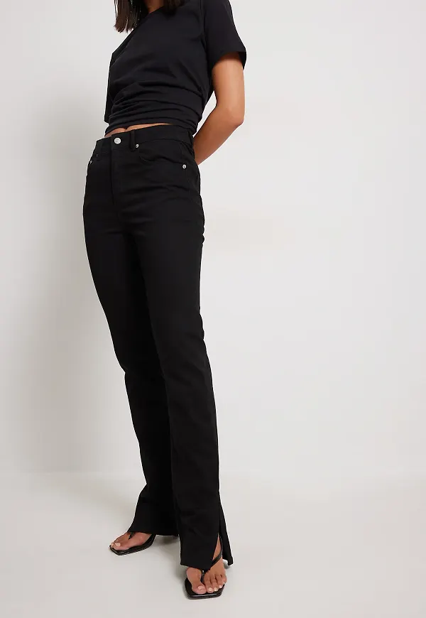 NA-KD Denim med slits - Black