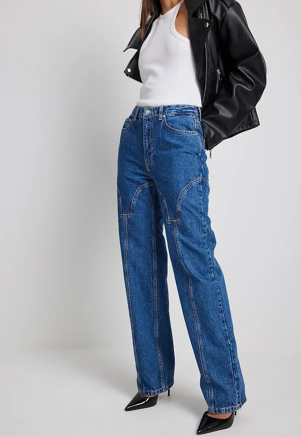 NA-KD Denim med sömdetalj - Blue