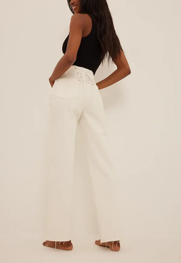 NA-KD Detaljerad denim - White