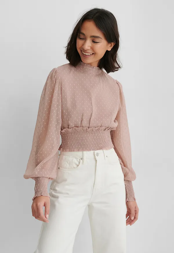 NA-KD Dobbyblus Med Smock - Pink