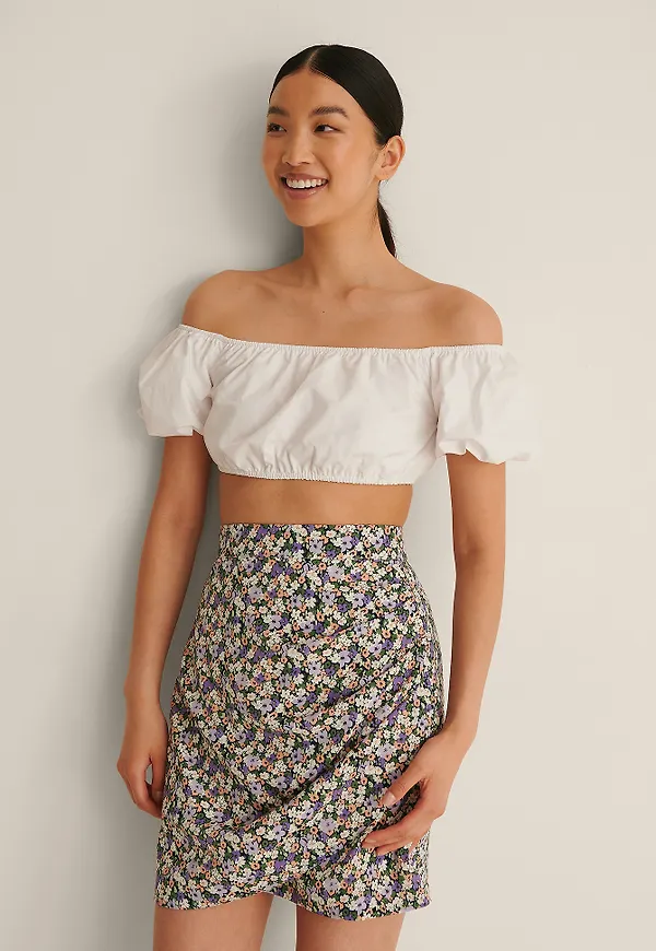 NA-KD Draperad Minikjol - Flower