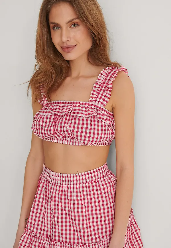 NA-KD Ekologisk crop-topp - Checkered