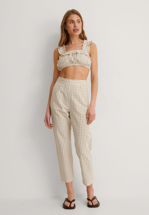 NA-KD Ekologisk croppade byxor - Checkered