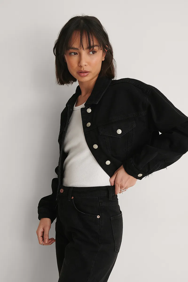 NA-KD Ekologisk denimjacka - Black