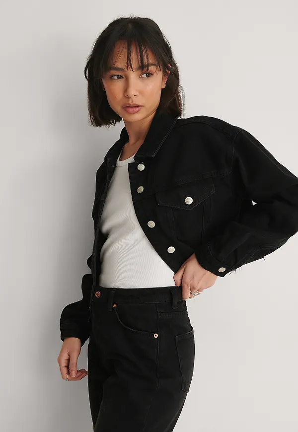 NA-KD Ekologisk denimjacka - Black