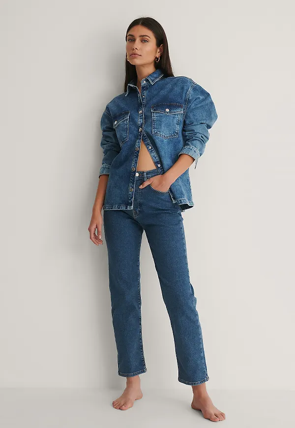 NA-KD Ekologisk denimskjorta - Blue