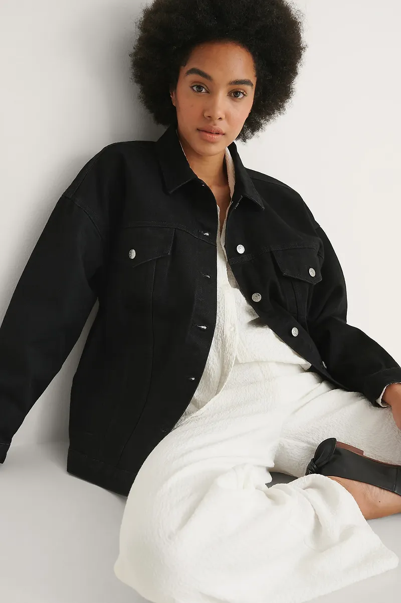 NA-KD Ekologisk oversize denimjacka - Black