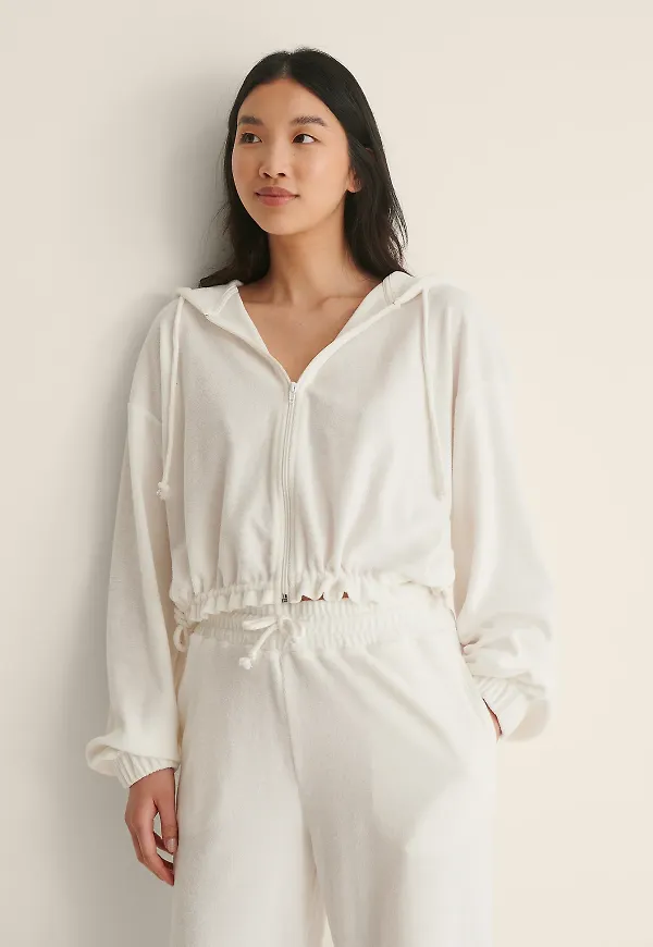 NA-KD Ekologisk tröja med dragkedja - Offwhite