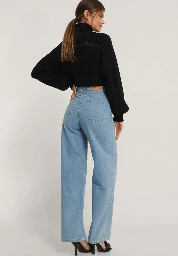 NA-KD Ekologiska denim med hög midja och vida ben - Blue