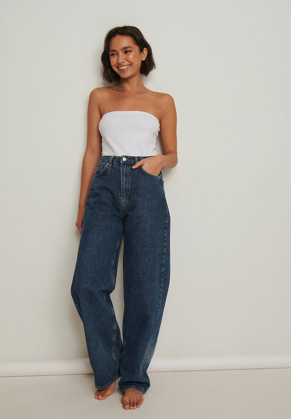 NA-KD Ekologiska denim med hög midja och vida ben - Blue