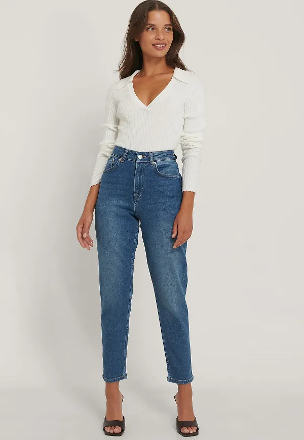 NA-KD Ekologiska mom-jeans - Blue