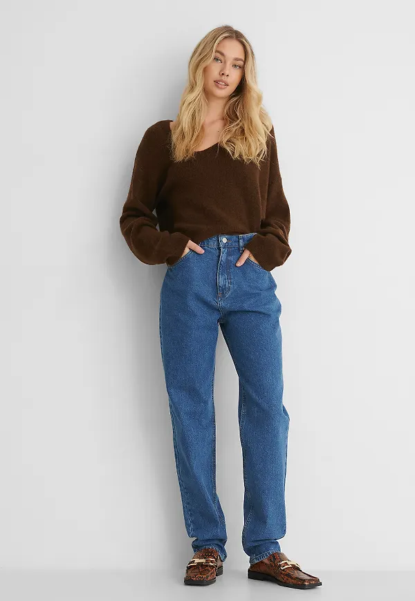 NA-KD Ekologiska mom-jeans - Blue