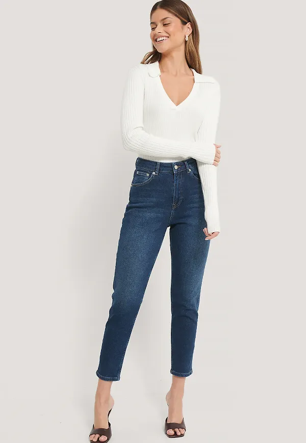 NA-KD Ekologiska mom-jeans - Blue