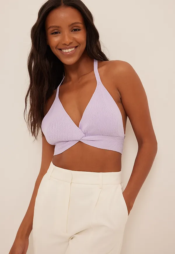 NA-KD Finstickad bralette - Purple