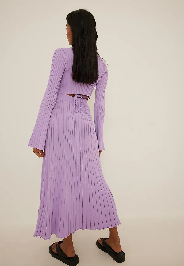 NA-KD Finstickad ribbad vid kjol - Purple