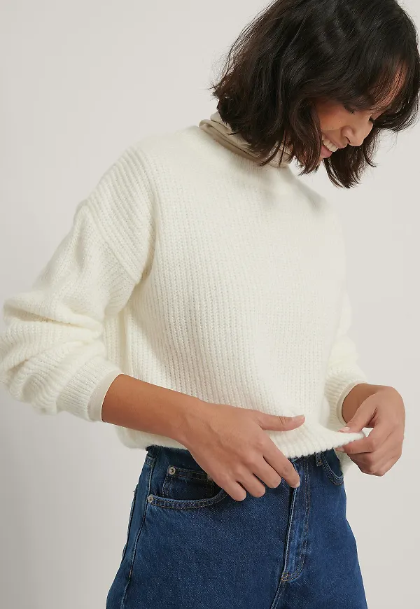 NA-KD Glesstickad tröja - Offwhite
