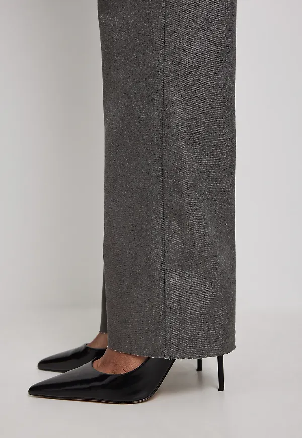 NA-KD Glitter High Waist Straight Jeans - Brown