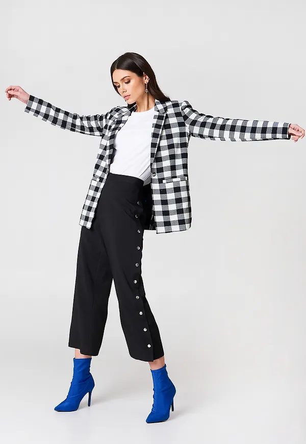 NA-KD Highwaist Popper Pants - Black