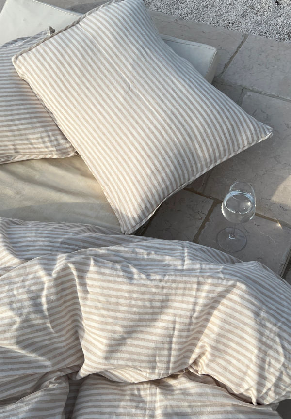 NA-KD Home Striped Linen Blend Pillow Case - Beige