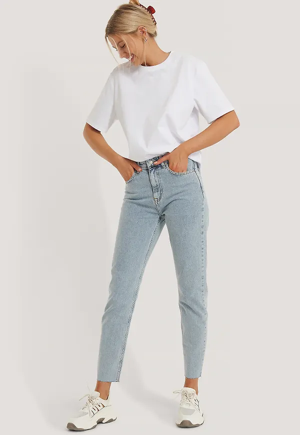 NA-KD Höga Smala Jeans - Blue