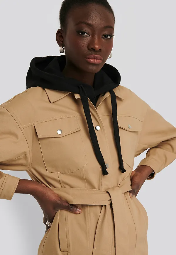 NA-KD Jacka Med Bälte - Beige